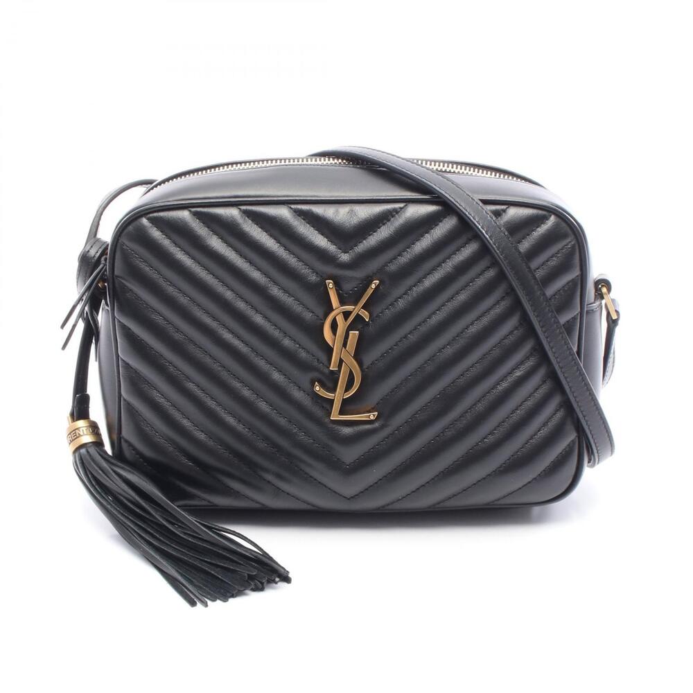 Saint Laurent Paris LOU Monogram Camera Bag Shoulder Leather Black